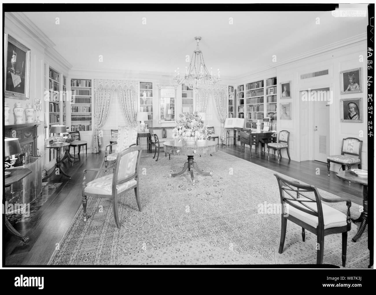 224. G-1 Library; View to NE Corner; 224. G-1 Library; View to NE Corner - White House, 1600 Pennsylvania Avenue, Northwest, Washington, District of Columbia, DC Stock Photo