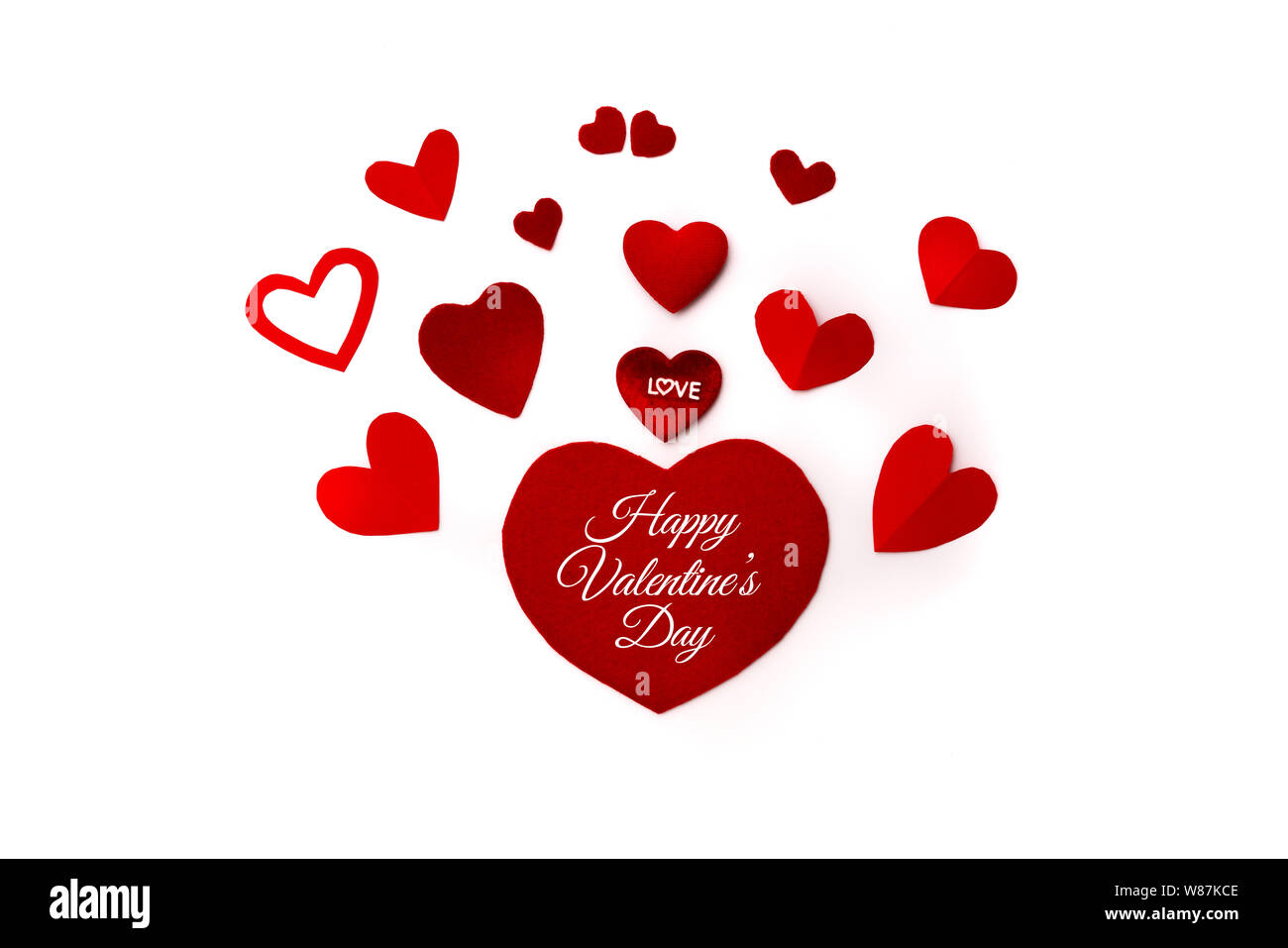 Valentine Day concept, white background with red hearts and love Stock ...
