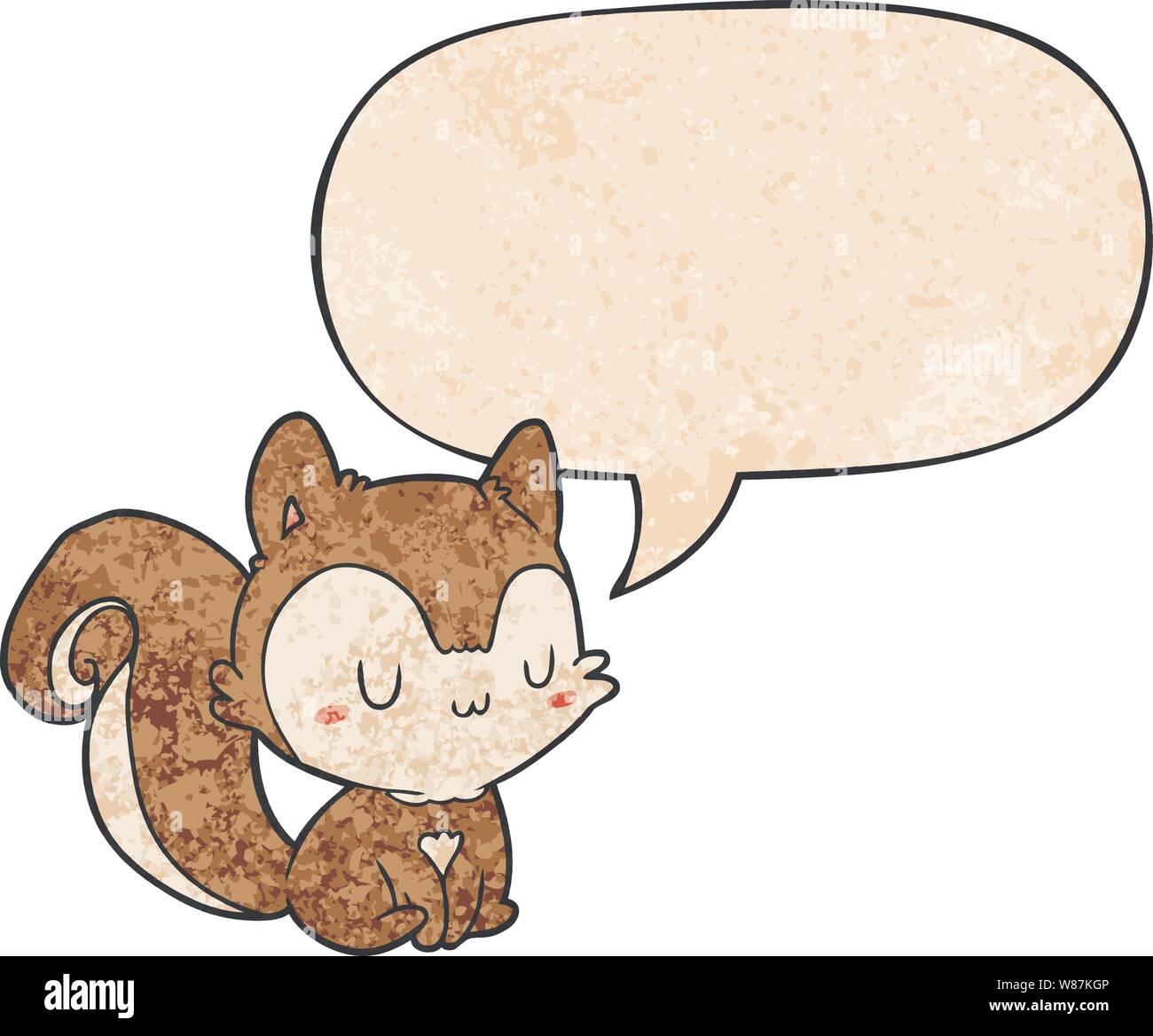 cartoon squirrel with speech bubble in retro texture style Stock Vector