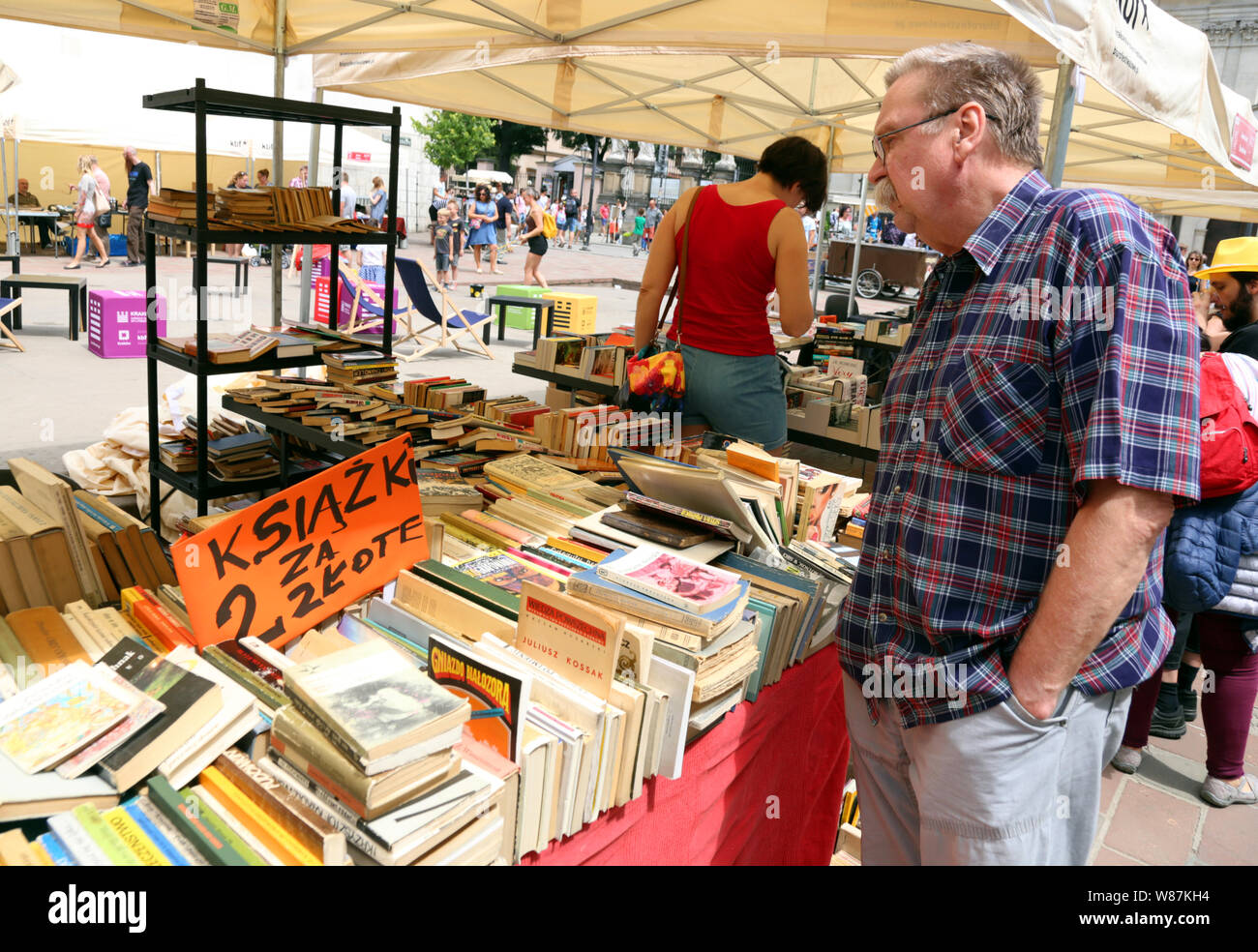 Cracow. Poland. A bookseller stand on one of the squares of the Old Town. Stock Photo