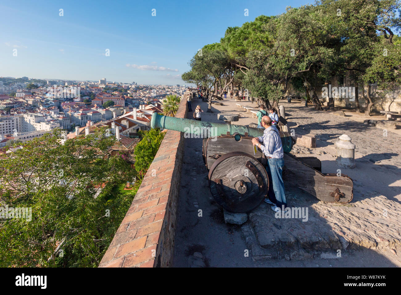 View over Lisbon, Portugal from Castelo do Sao Jorge or St George’s Castle. Stock Photo