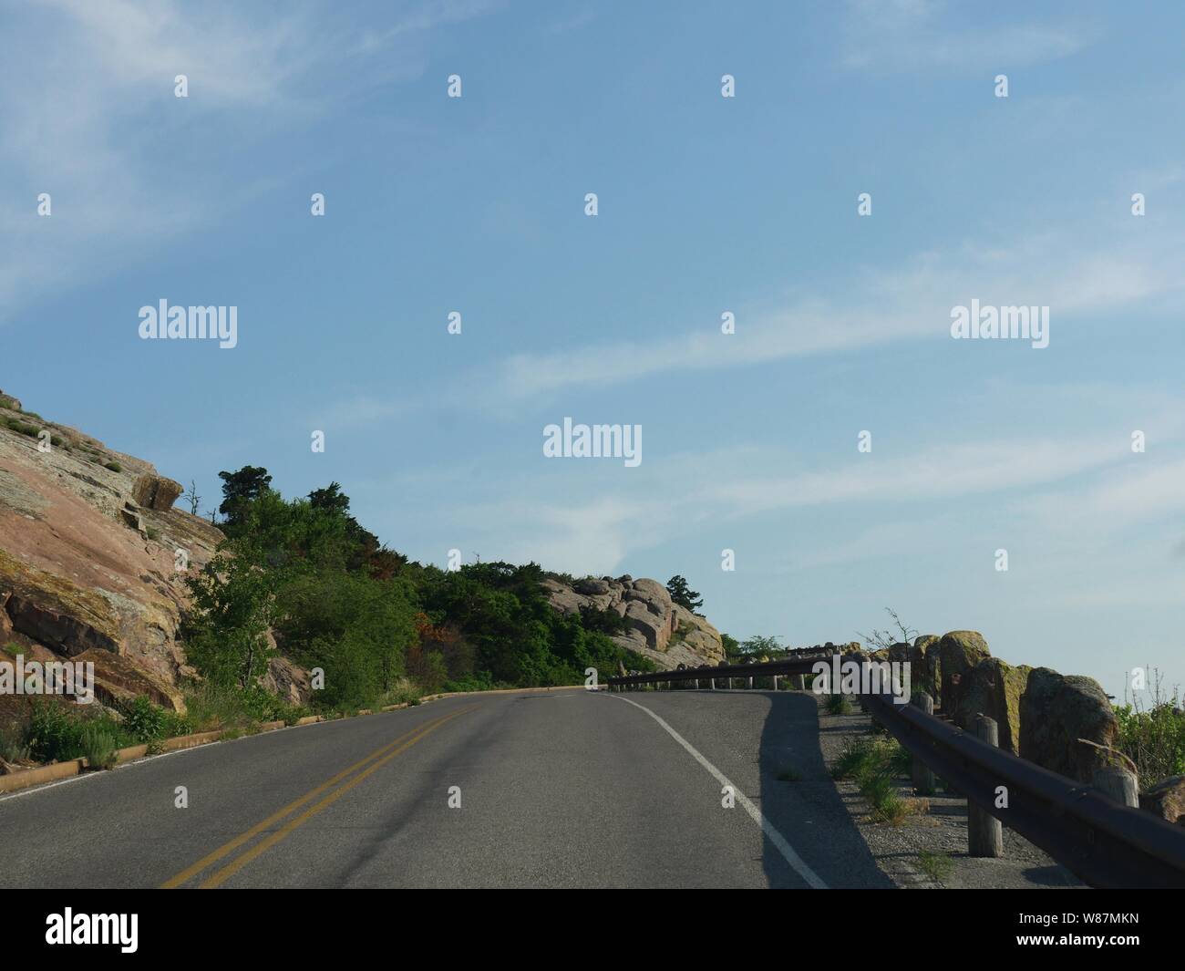 Upward road up to the peak of Mt. Scott at the Wichita Mountains in