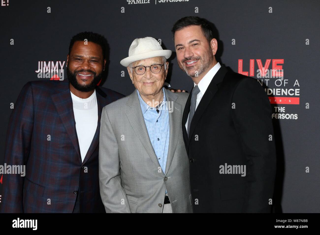 Los Angeles, CA. 7th Aug, 2019. Anthony Anderson, Norman Lear, Jimmy Kimmel at arrivals for An Evening With Jimmy Kimmel, The Hollywood Roosevelt Hotel, Los Angeles, CA August 7, 2019. Credit: Priscilla Grant/Everett Collection/Alamy Live News Stock Photo