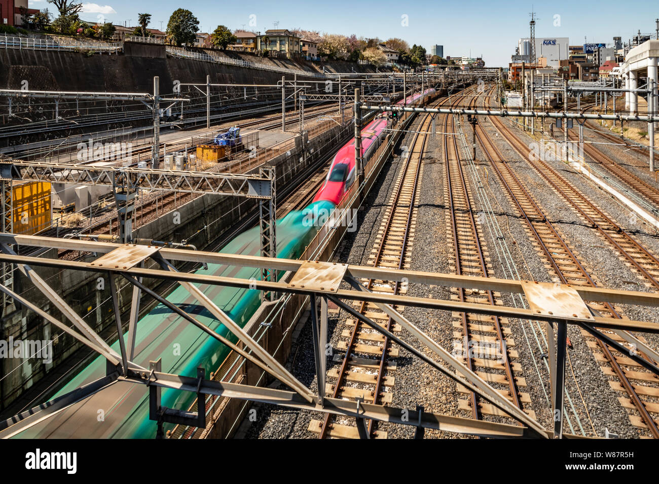 Shinkansen, Bullet Trains, Tokyo, Japan Stock Photo