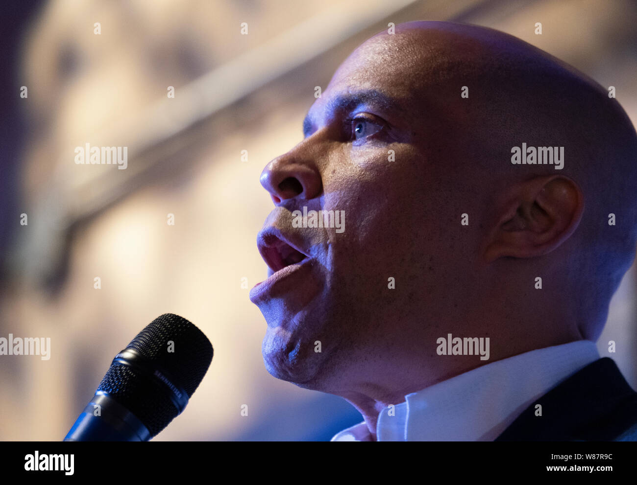 Democratic Presidential Candidate Cory Booker (D-NJ) appears during a Philadelphia Rise Event at The Fillmore Philadelphia. Stock Photo