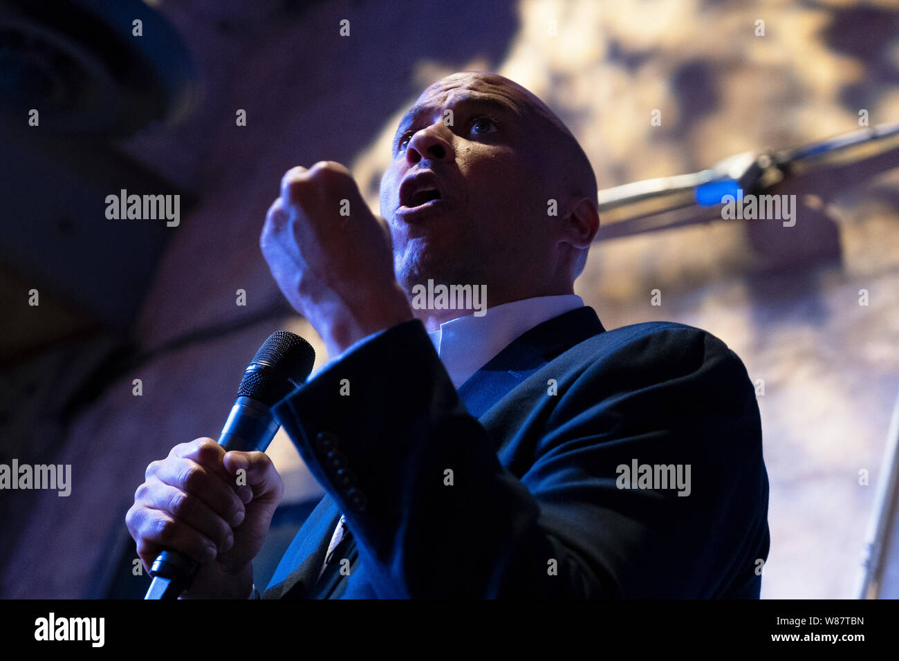 Democratic Presidential Candidate Cory Booker (D-NJ) appears during a Philadelphia Rise Event at The Fillmore Philadelphia. Stock Photo