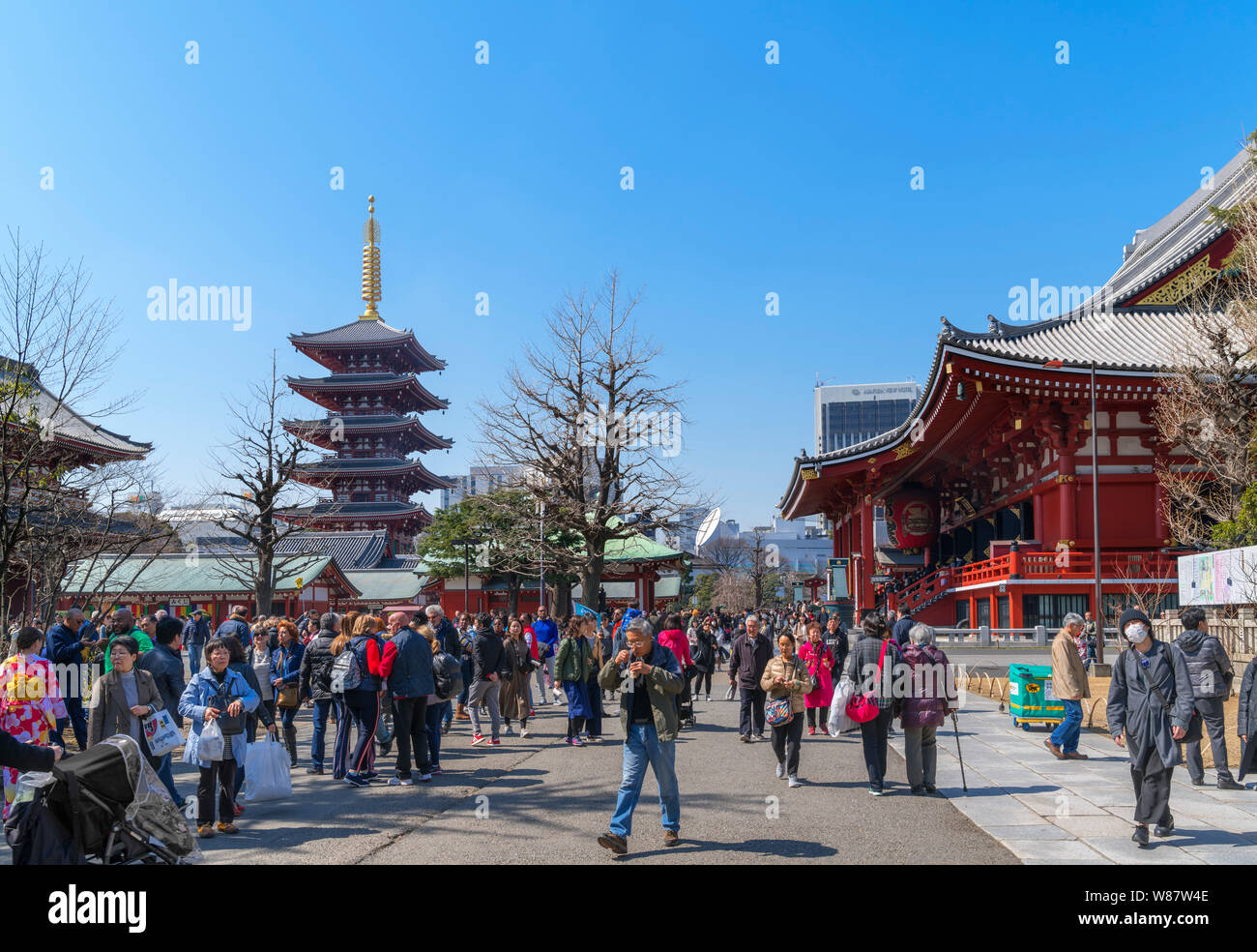 Senso-ji temple complex, an ancient Buddhist temple in the Asakusa district, Tokyo, Japan Stock Photo