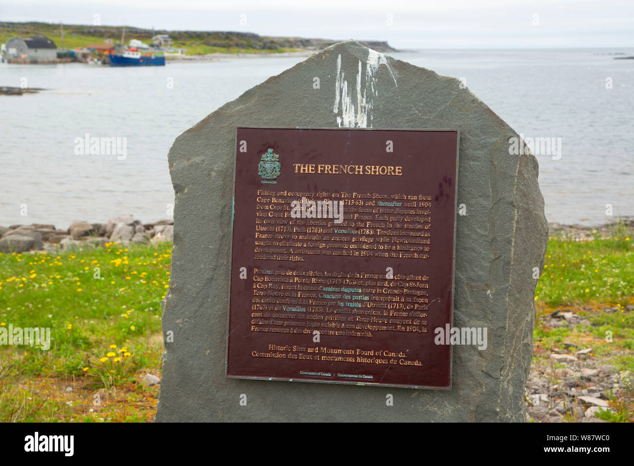 French Shore plaque, Port au Choix National Historic Site, Newfoundland and Labrador, Canada Stock Photo