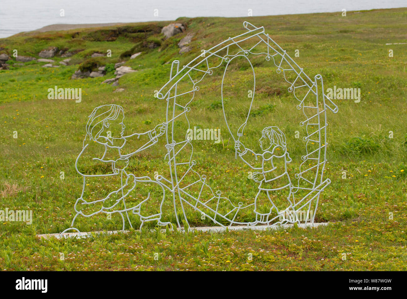 Mother and Child sculpture, Port au Choix National Historic Site, Newfoundland and Labrador, Canada Stock Photo