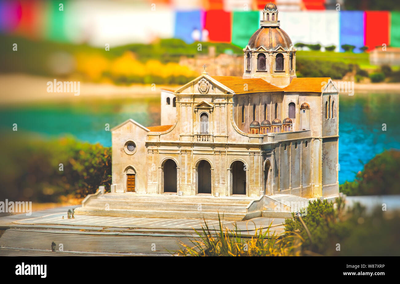 miniature diorama of Duomo di Cagliari in Sardegna - Italy Stock Photo