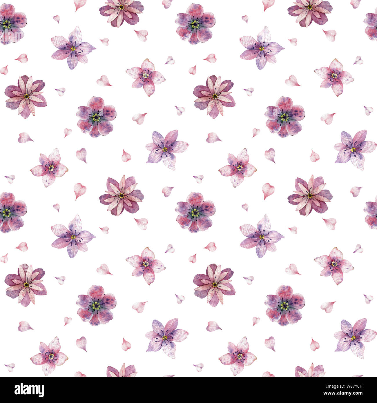 Seamless watercolor floral pattern on a white background. Beautiful ...