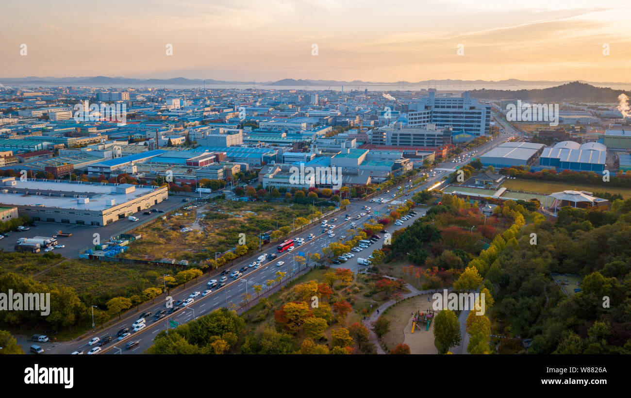 Aeria view of incheon industry park.South Korea Stock Photo
