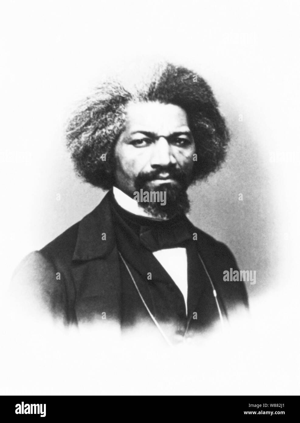 Vintage head and shoulders portrait photo of American social reformer, abolitionist, orator, writer and statesman Frederick Douglass (born Frederick Augustus Washington Bailey) (c1818 – 1895). Photo circa 1862 by John White Hurn. Stock Photo