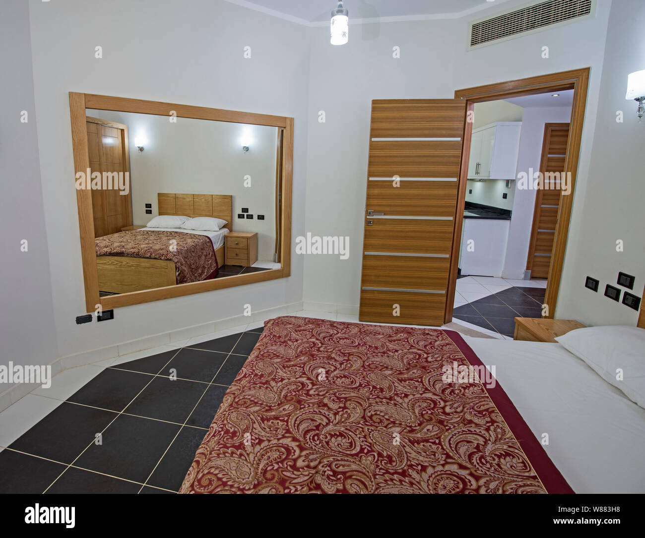 Interior design decor furnishing of luxury show home bedroom with