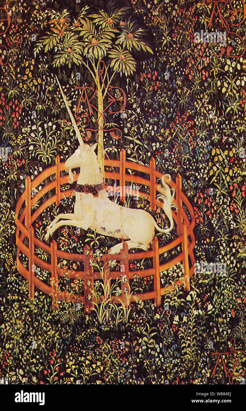 Vintage Unicorn Medieval tapestry art Stock Photo Alamy