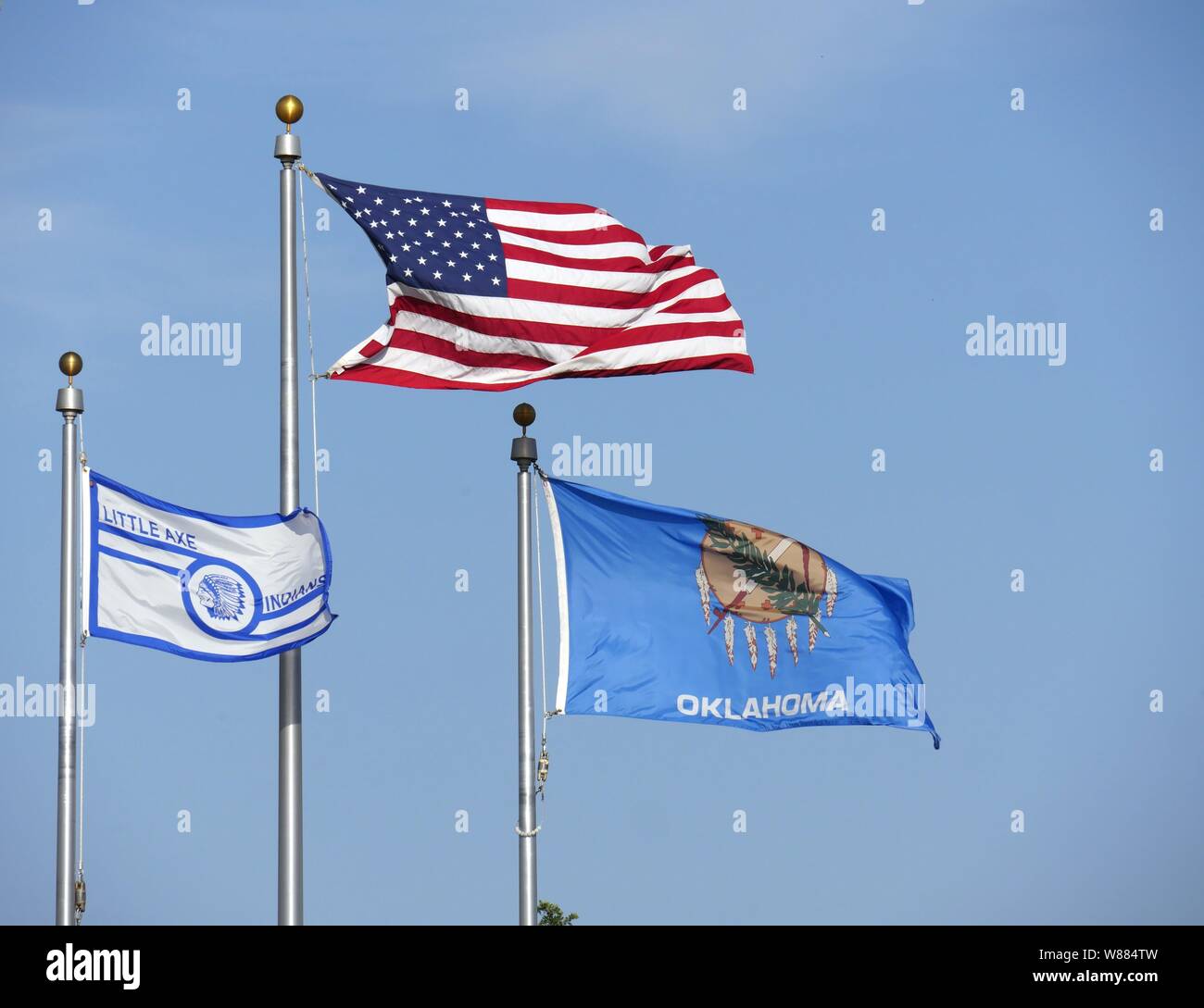Flags of the United States, Oklahoma State and Little Axe School in