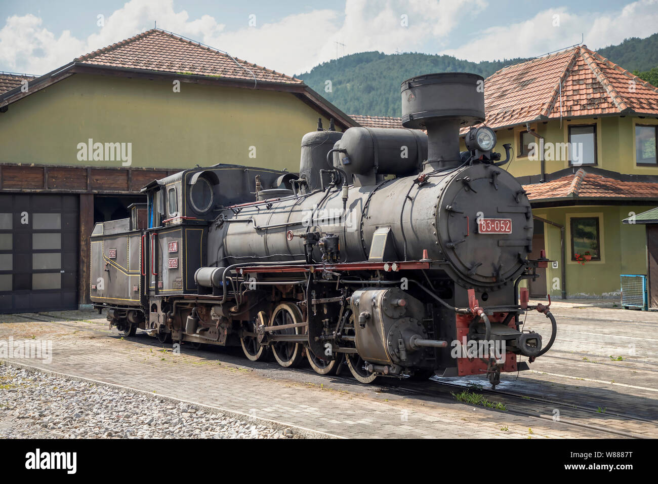 Serbia - Narrow gauge steam train, still in use for touristic tours, at Village Sargan (Šargan) station Stock Photo