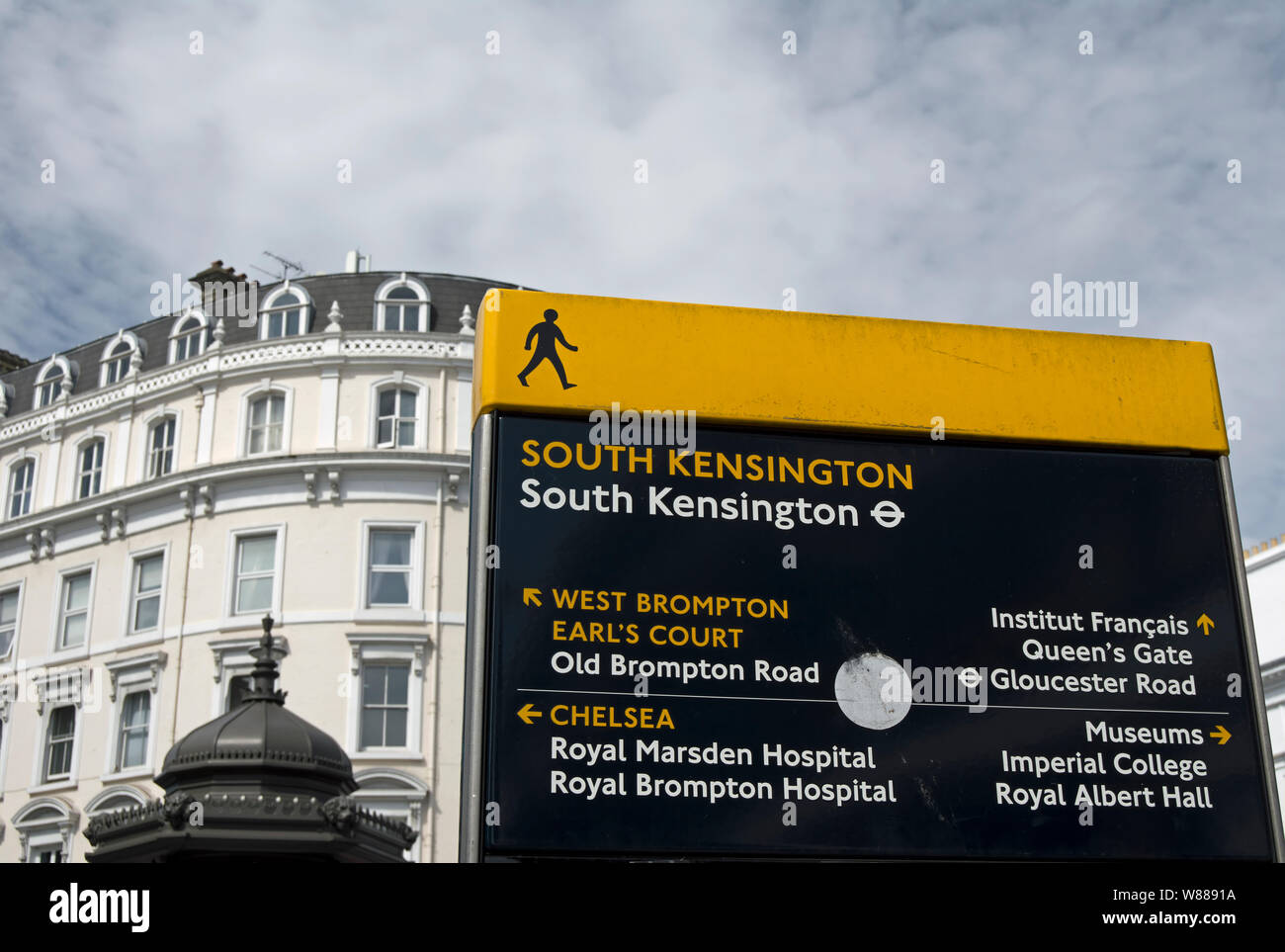 wayfinding sign in south kensington, london, england, with directions