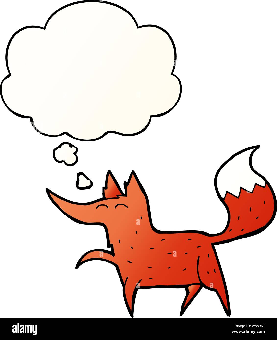 cartoon fox with thought bubble in smooth gradient style Stock Vector