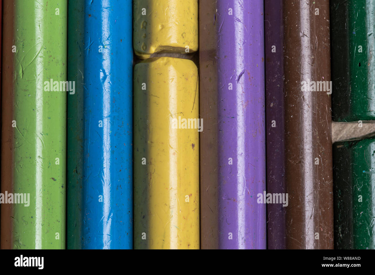 Colourful crayons in a row close up still Stock Photo Alamy