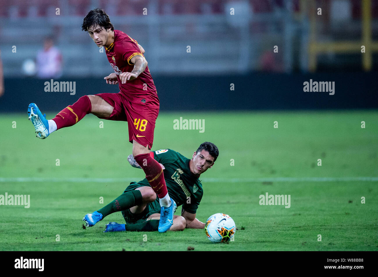 during the pre-season friendly match between AS Roma and Athletic Bilbao at Stadio Renato Curi, Perugia, Italy on 7 August 2019. Photo by Giuseppe Maffia. Stock Photo