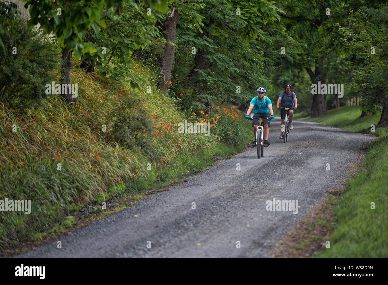 UNITED STATES - June 9, 2019: The Loudoun 1725 Gravel Grinder is a scenic bike ride along historic gravel roads in Northern Virginia.  Located east of Stock Photo