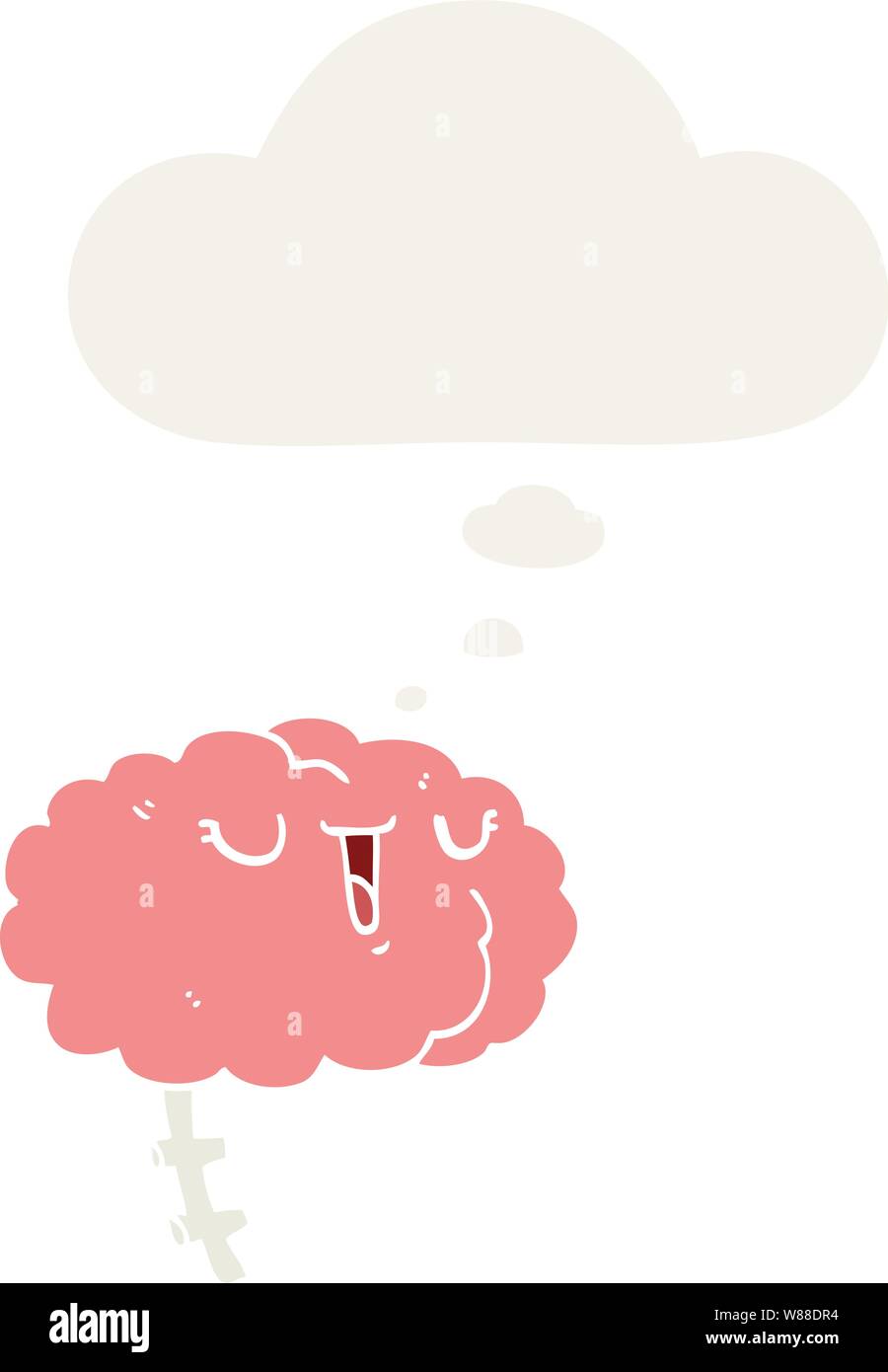 happy cartoon brain with thought bubble in retro style Stock Vector ...