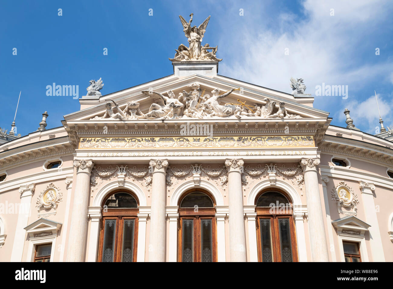 Front view of the Ljubljana Opera house or Slovenian National Opera and Ballet Theatre of Ljubljana Župančičeva ulica Ljubljana Slovenia Eu Europe Stock Photo