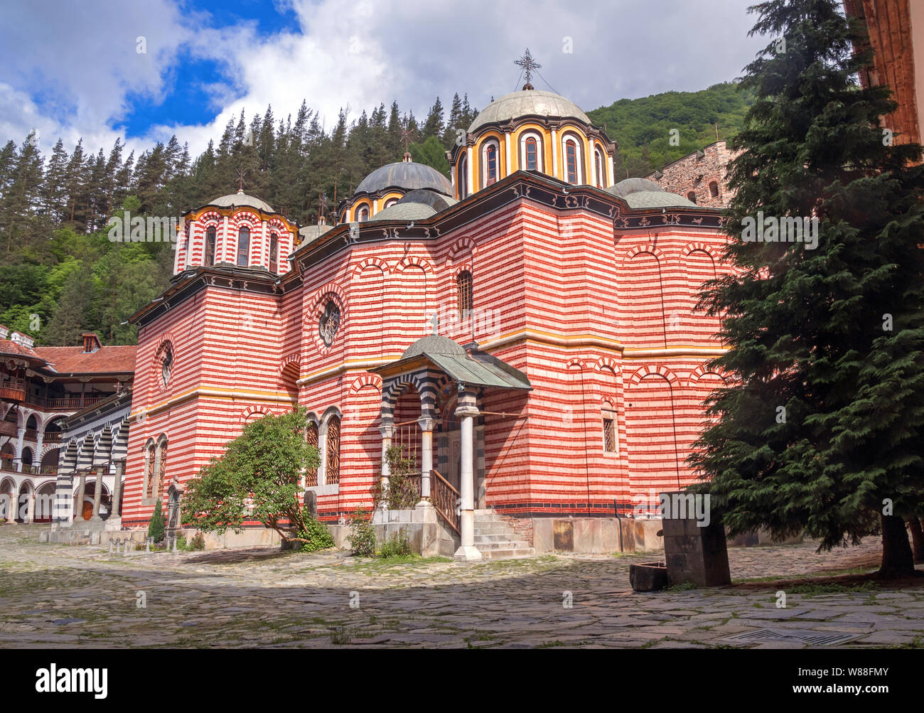 Famous Rila Monastery, founded in the 10th century, Bulgaria. Stock Photo