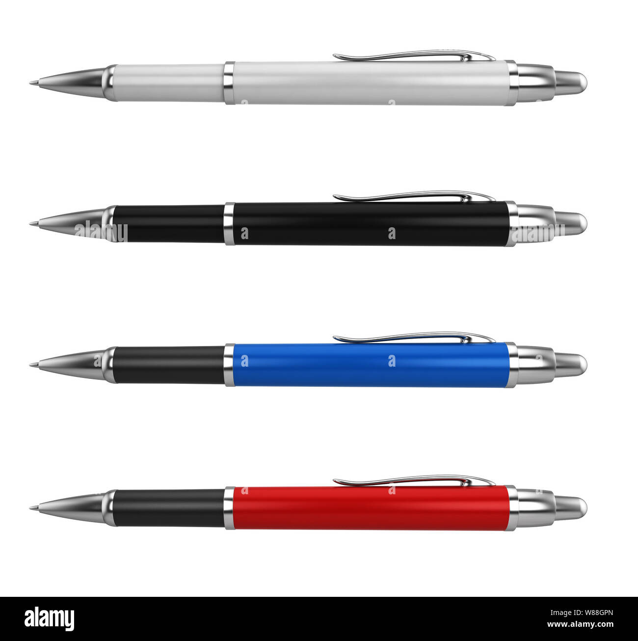 Set of pens. 3d illustration isolated on white background Stock Photo ...