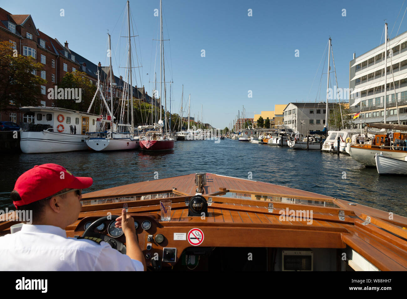 Christianshavn Copenhagen Denmark - canal scene on a canal tour in summer, Christianshavn, Copenhagen Scandinavia Europe Stock Photo