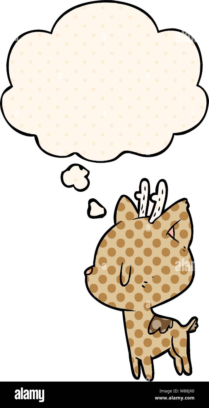 cartoon deer with thought bubble in comic book style Stock Vector