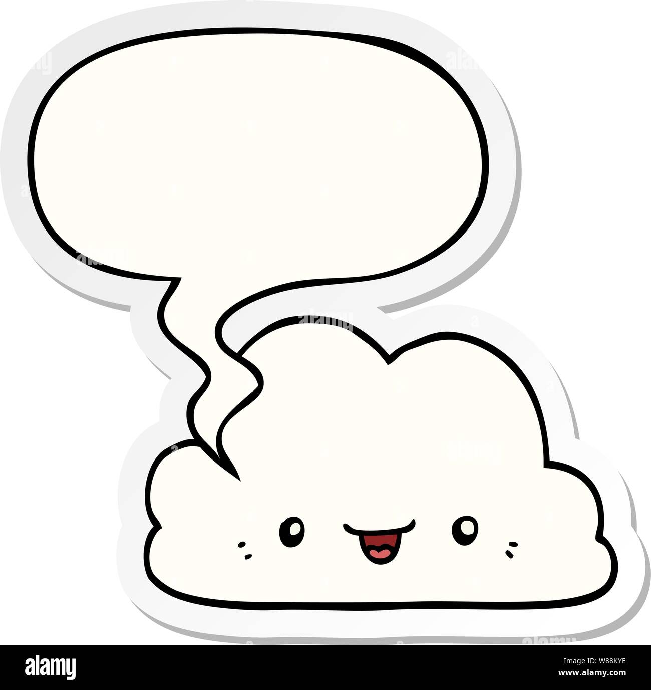 cute cartoon cloud with speech bubble sticker Stock Vector Image & Art ...