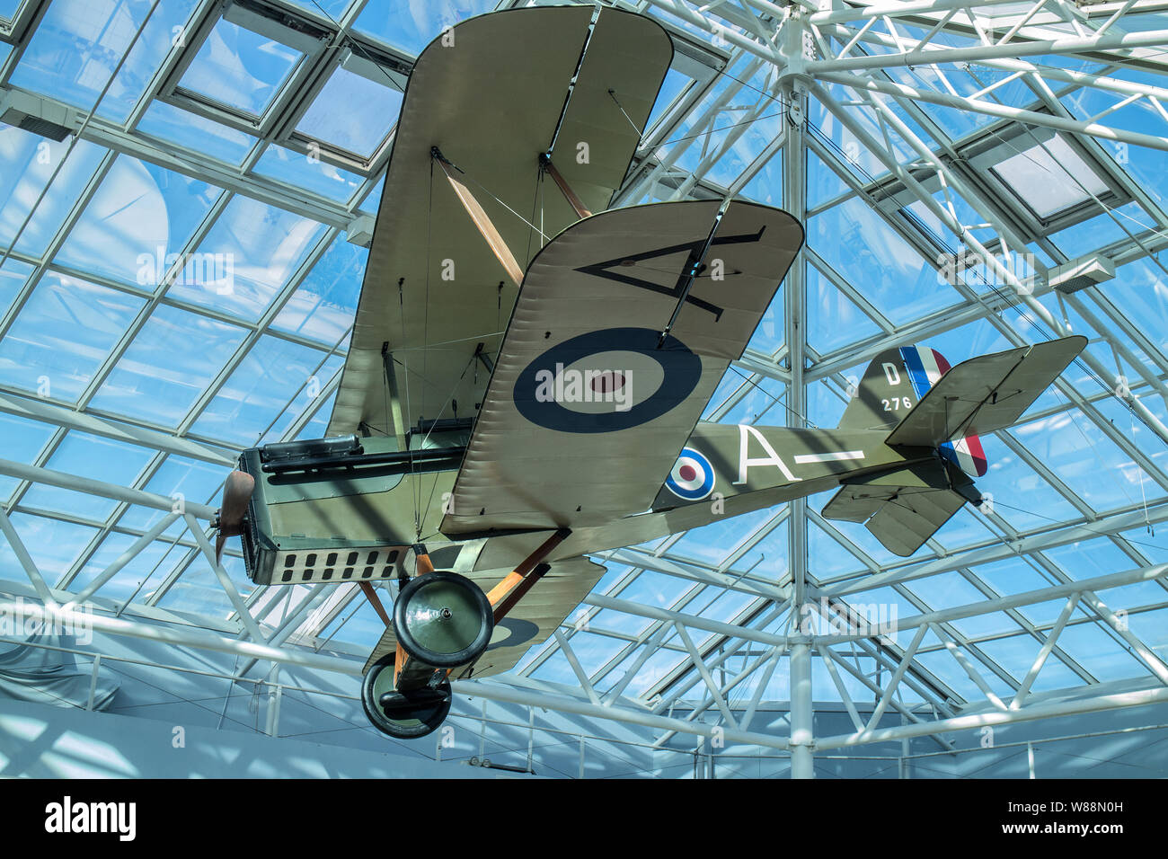 Replica SE5A First World War fighter biplane on display at Princes Mead Shopping Centre, Farnborough,Hampshire Stock Photo