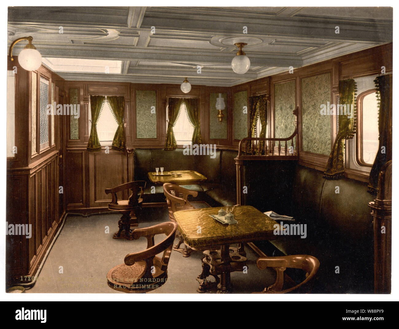 Konig Albert, smoking cabin, second class, North German Lloyd, Royal Mail Steamers Stock Photo