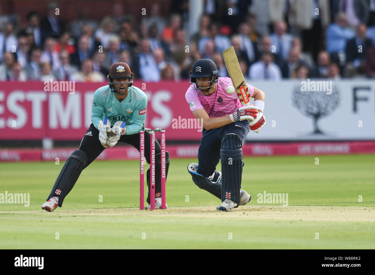 LONDON, UNITED KINGDOM. 08th Aug, 2019. Stephen Eskinazi of Middlesex during T20 Vitality Blast Fixture between Middlesex vs Surrey at The Lord Cricket Ground on Thursday, August 08, 2019 in LONDON ENGLAND. Credit: Taka G Wu/Alamy Live News Stock Photo