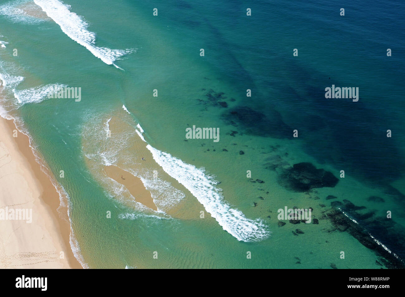 Aerial photo of the reserva beach with aguá of the Caribbean beach, located in the west zone of the city of Rio de Janeiro, Brazil. Stock Photo