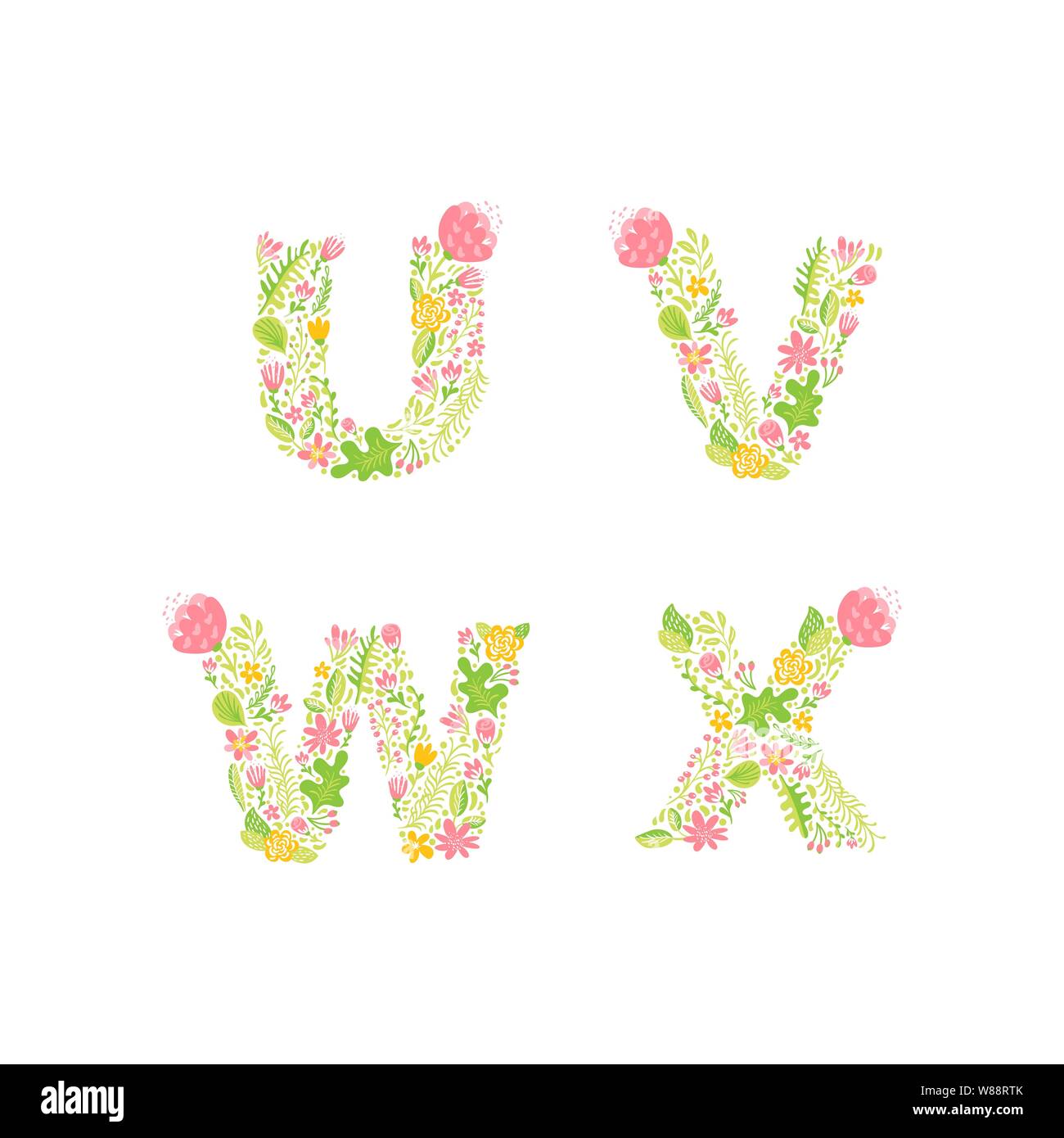 Uppercase Letter S With Flowers And Branches Vector Flowered