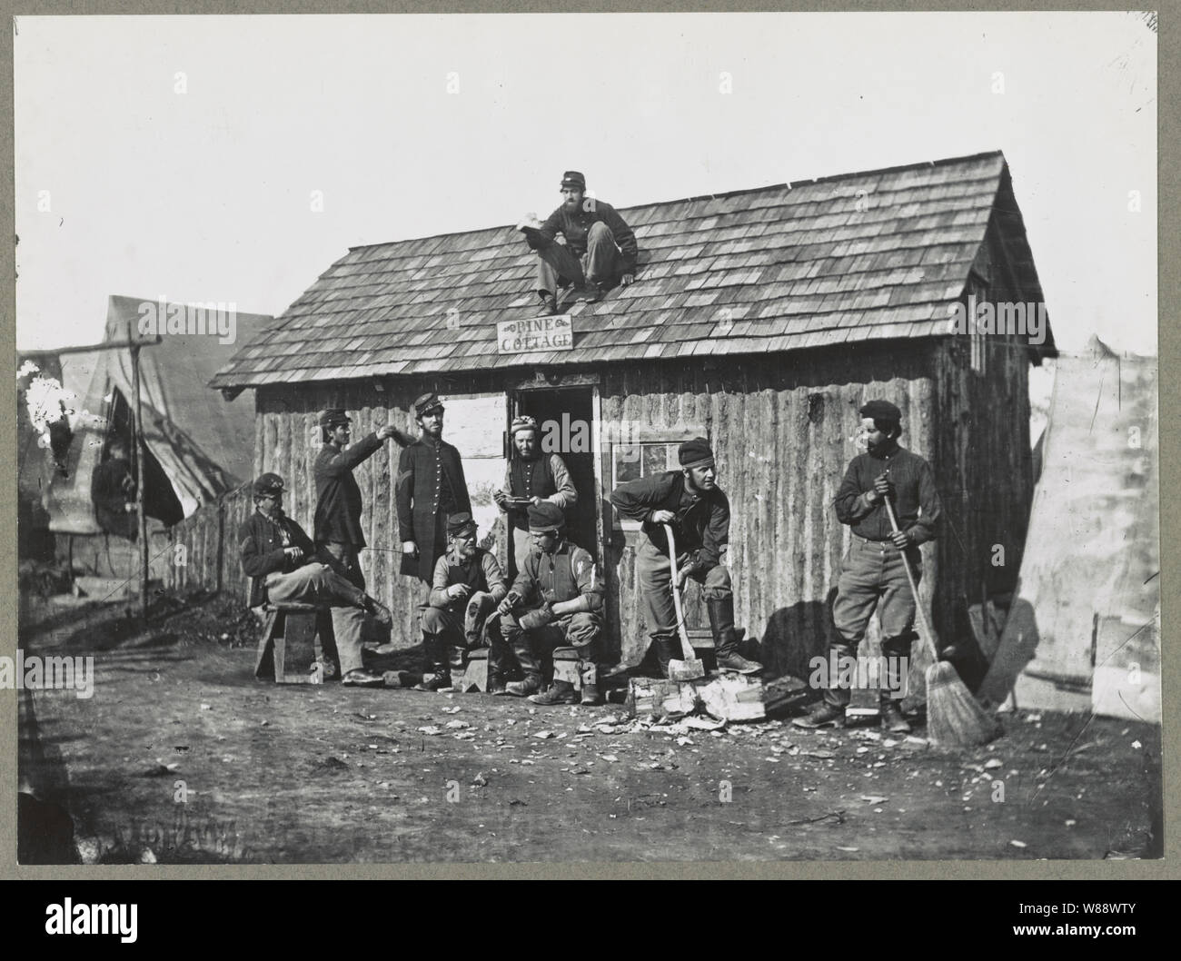 Pine Cottage, Civil War soldiers winter quarters Stock Photo