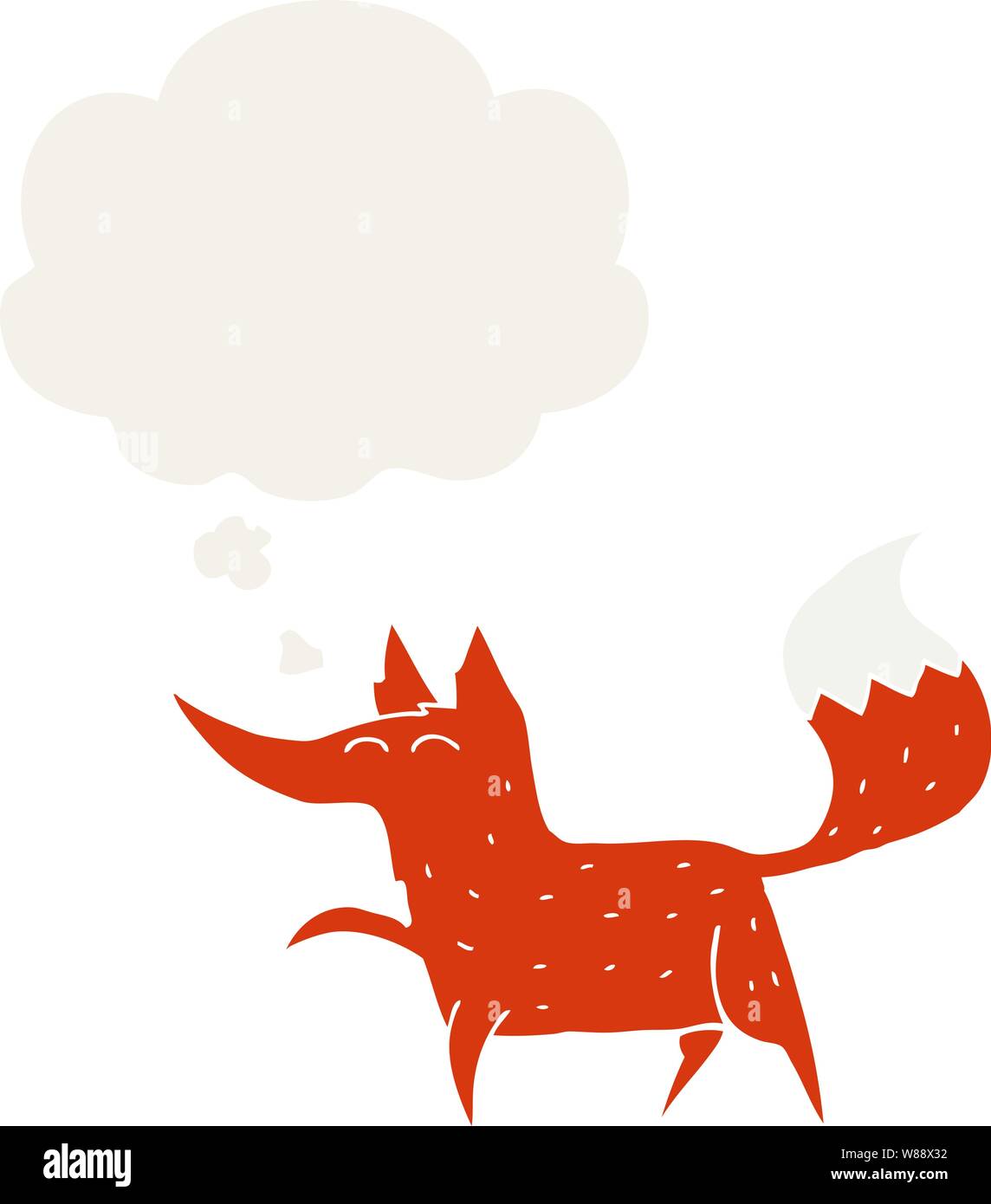 cartoon fox with thought bubble in retro style Stock Vector
