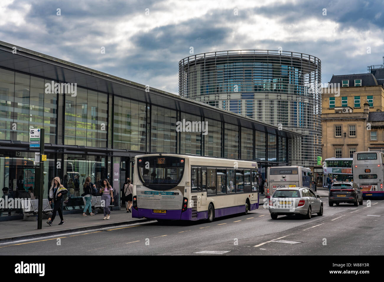 This is Bath bus station in the downtown area Stock Photo - Alamy