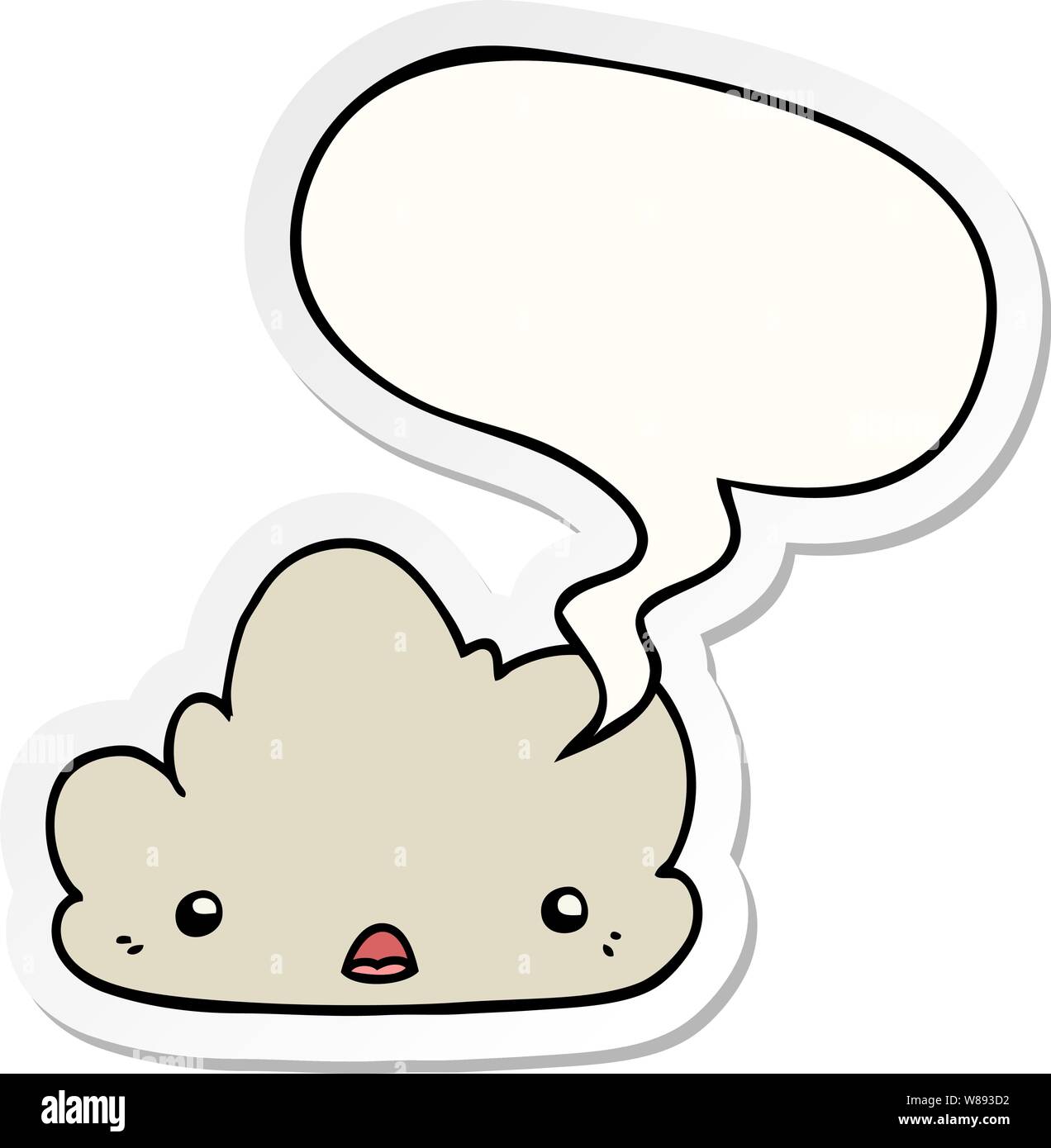 cute cartoon cloud with speech bubble sticker Stock Vector Image & Art ...