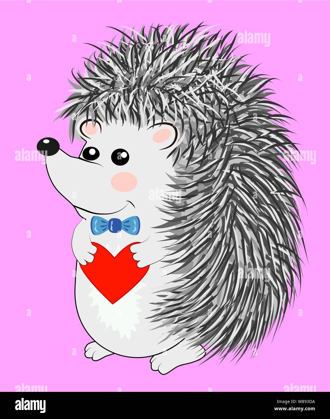 Invitation card with cute cartoon Hedgehogs in love with Heart and ...