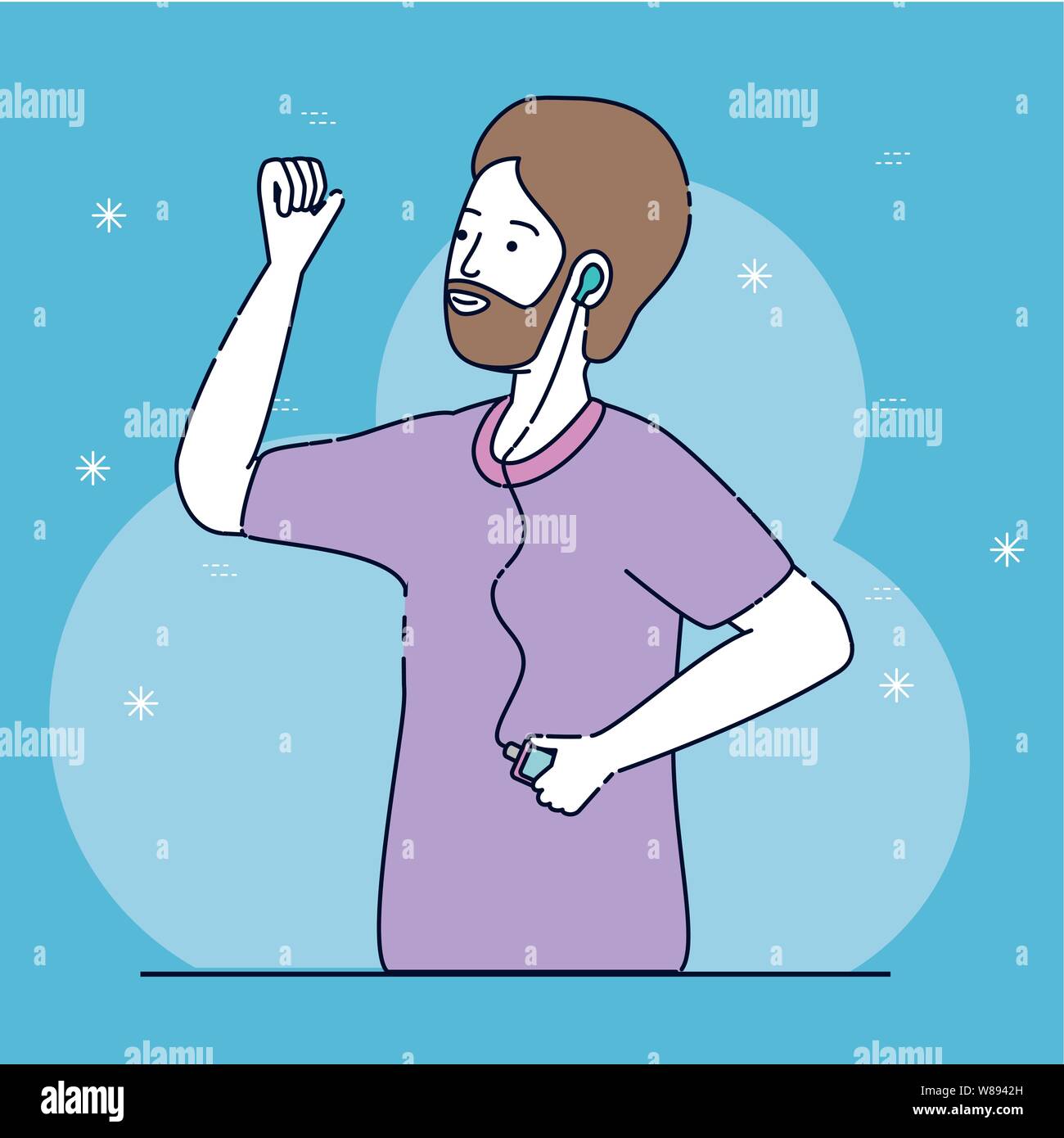 boy with headphones and mp4 listen to music Stock Vector Image & Art ...