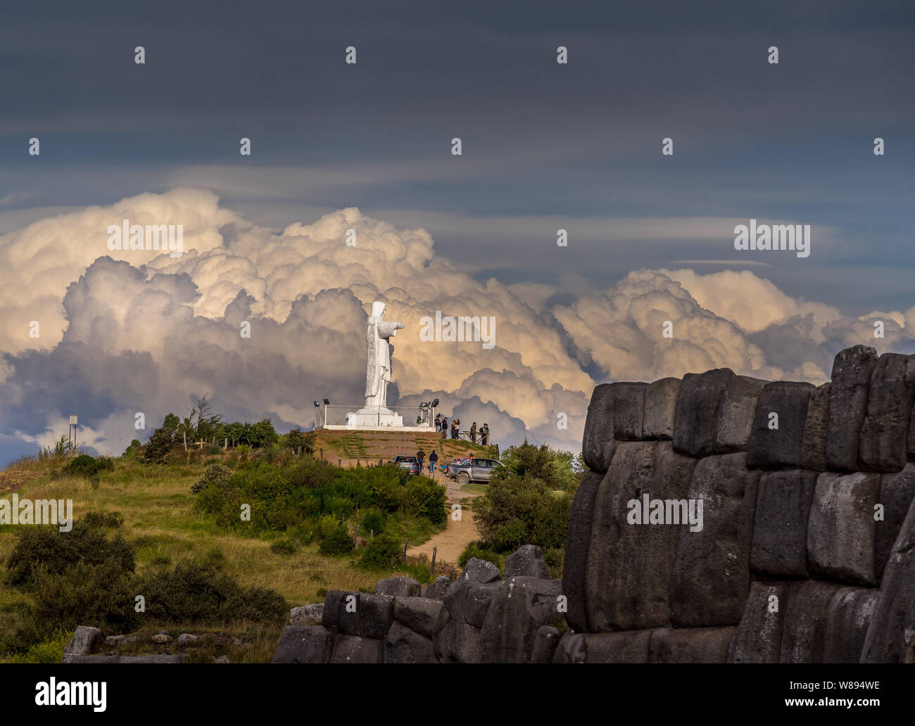 A Statue of Jesus Christ in close to Cuzco Peru Stock Photo Alamy