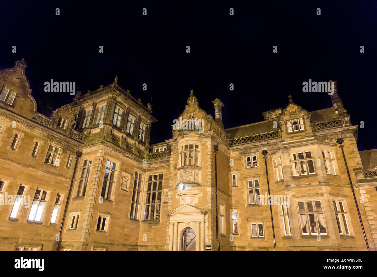 Keene Hall at Night Stock Photo