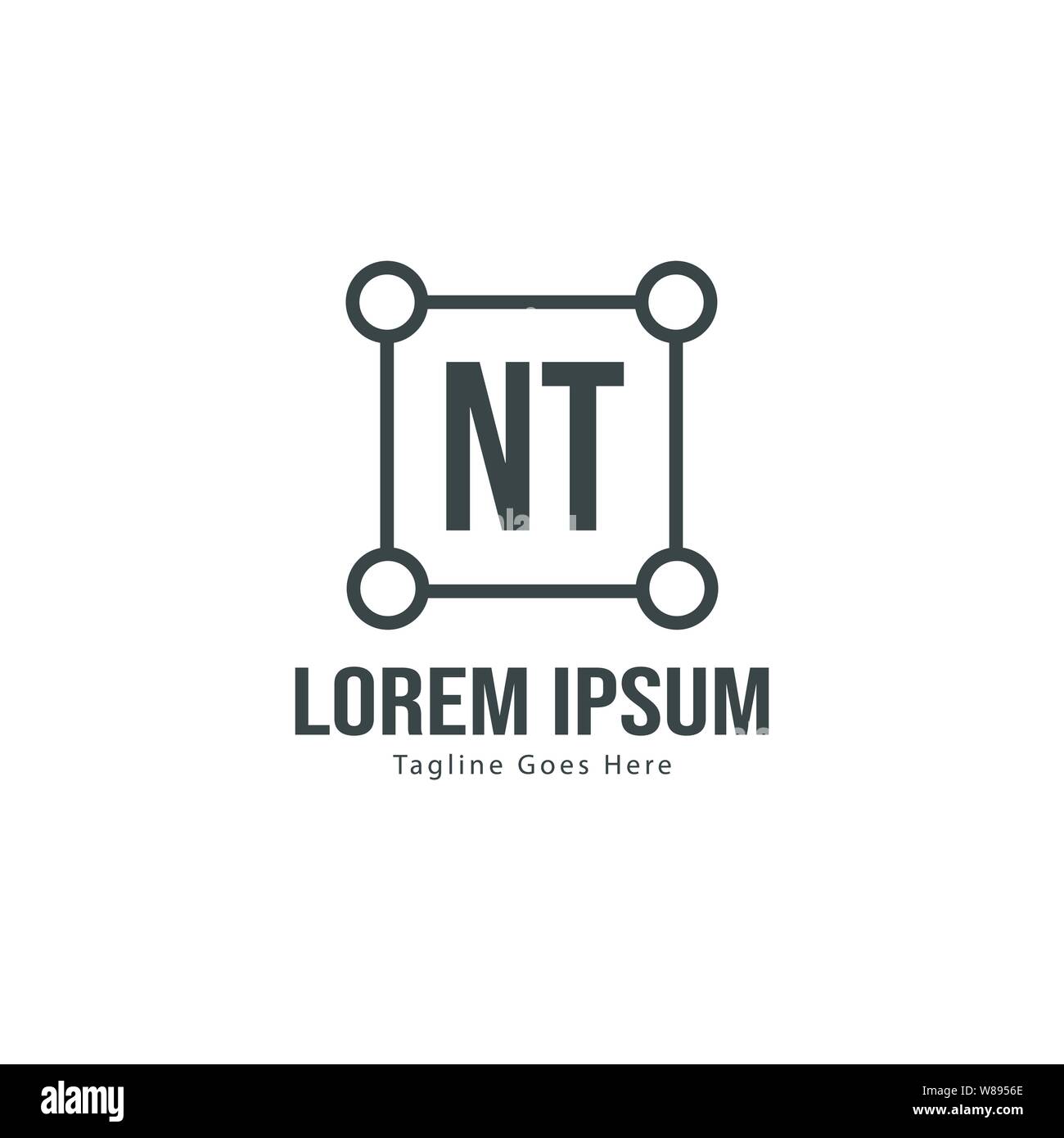 Initial NT logo template with modern frame. Minimalist NT letter logo ...