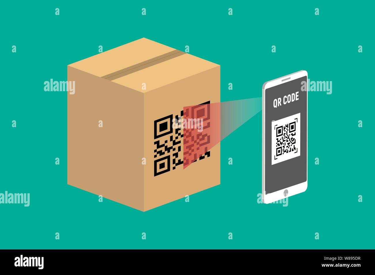 Isometric flat vector concept of QR code, barcode scanning, verification app. Stock Vector