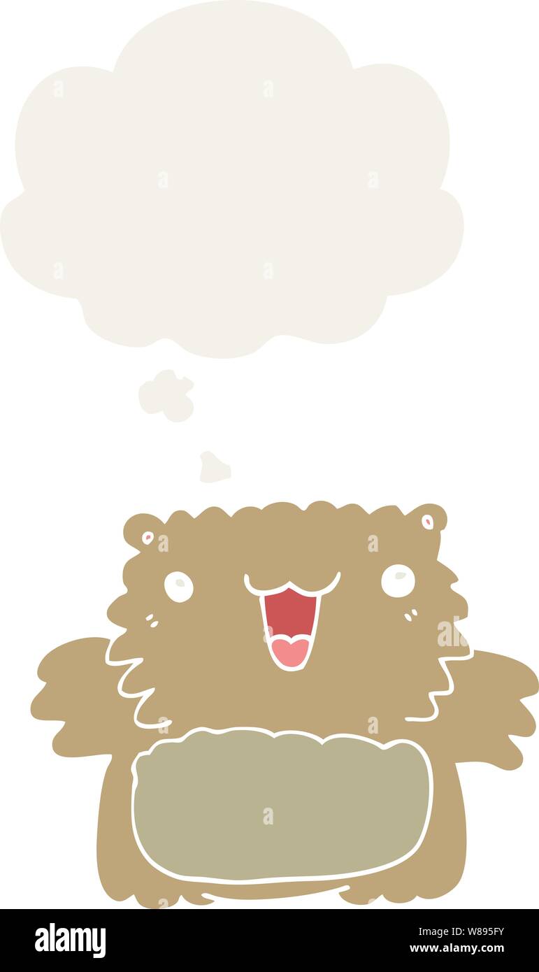 cartoon bear with thought bubble in retro style Stock Vector