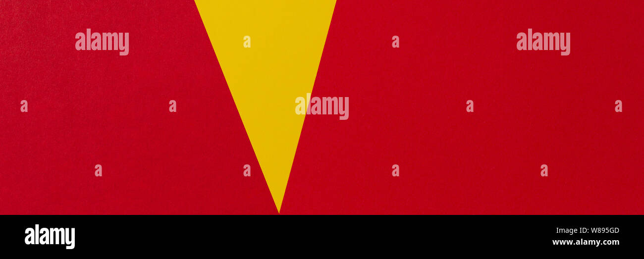 Two Tone Of Red And Yellow Color Paper Banner Background Stock